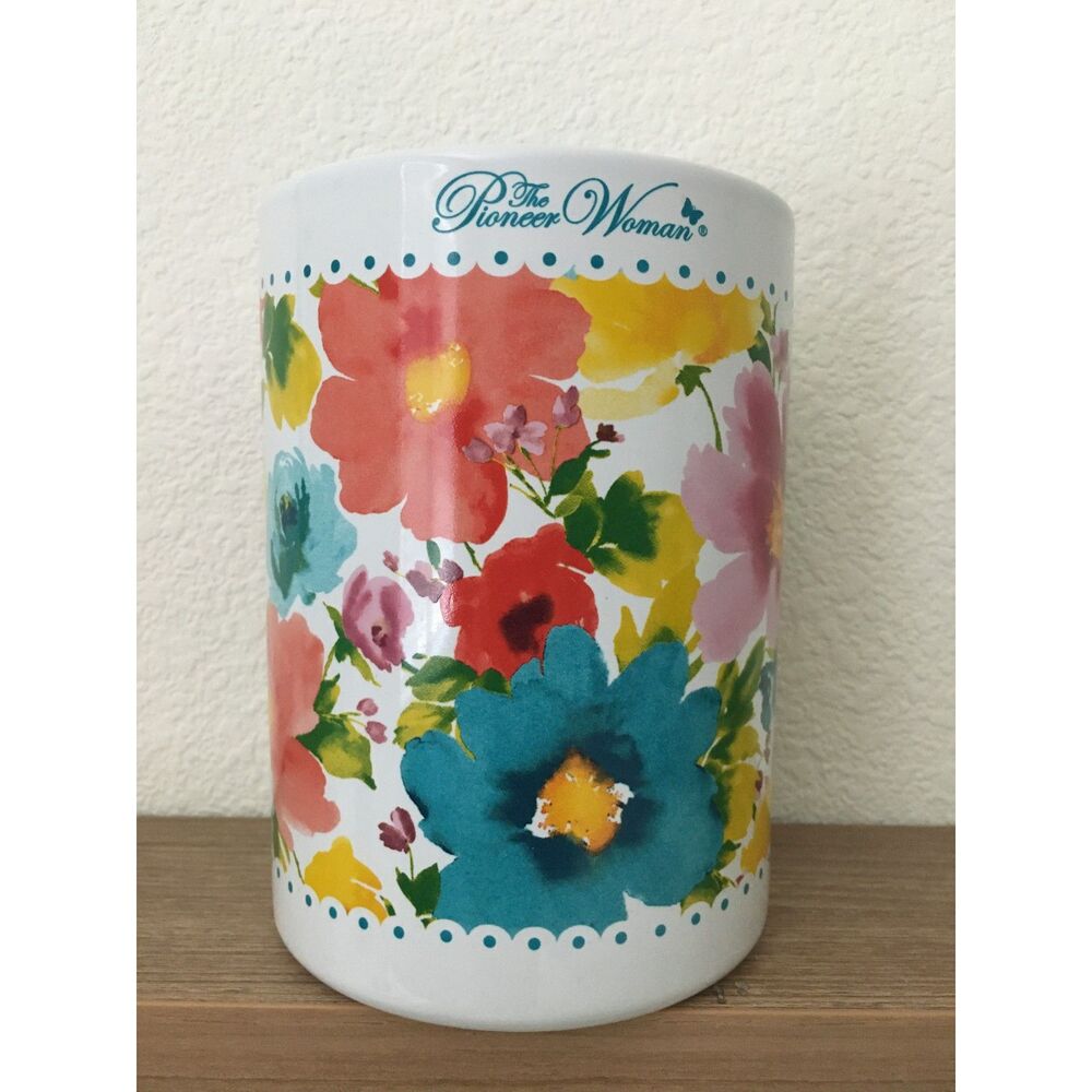 The Pioneer Woman Melody Floral Stoneware Utensil Crock Holder Farmhouse 6"